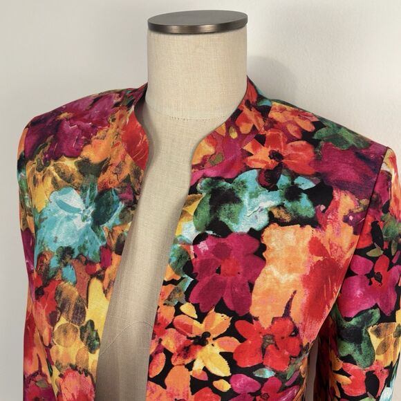 Kasper Separates Womens Size 6 Career Bright Colorful Floral Blazer Jacket - Picture 4 of 8